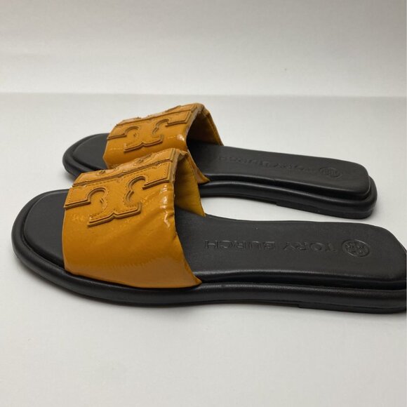 Tory Burch Leather Slide Sandals Mustard Yellow Size 5.5 - Picture 3 of 8